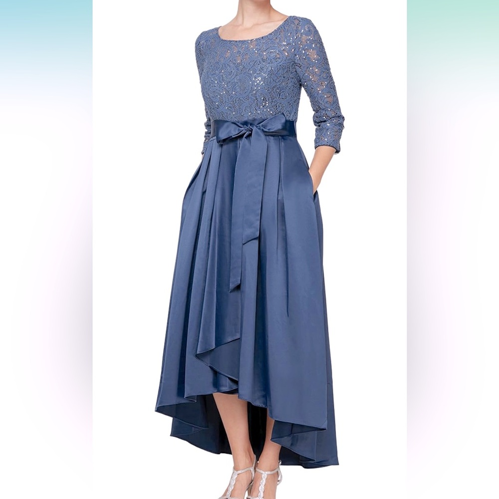 Alex Evenings Women's Satin Ballgown Dress with Pockets